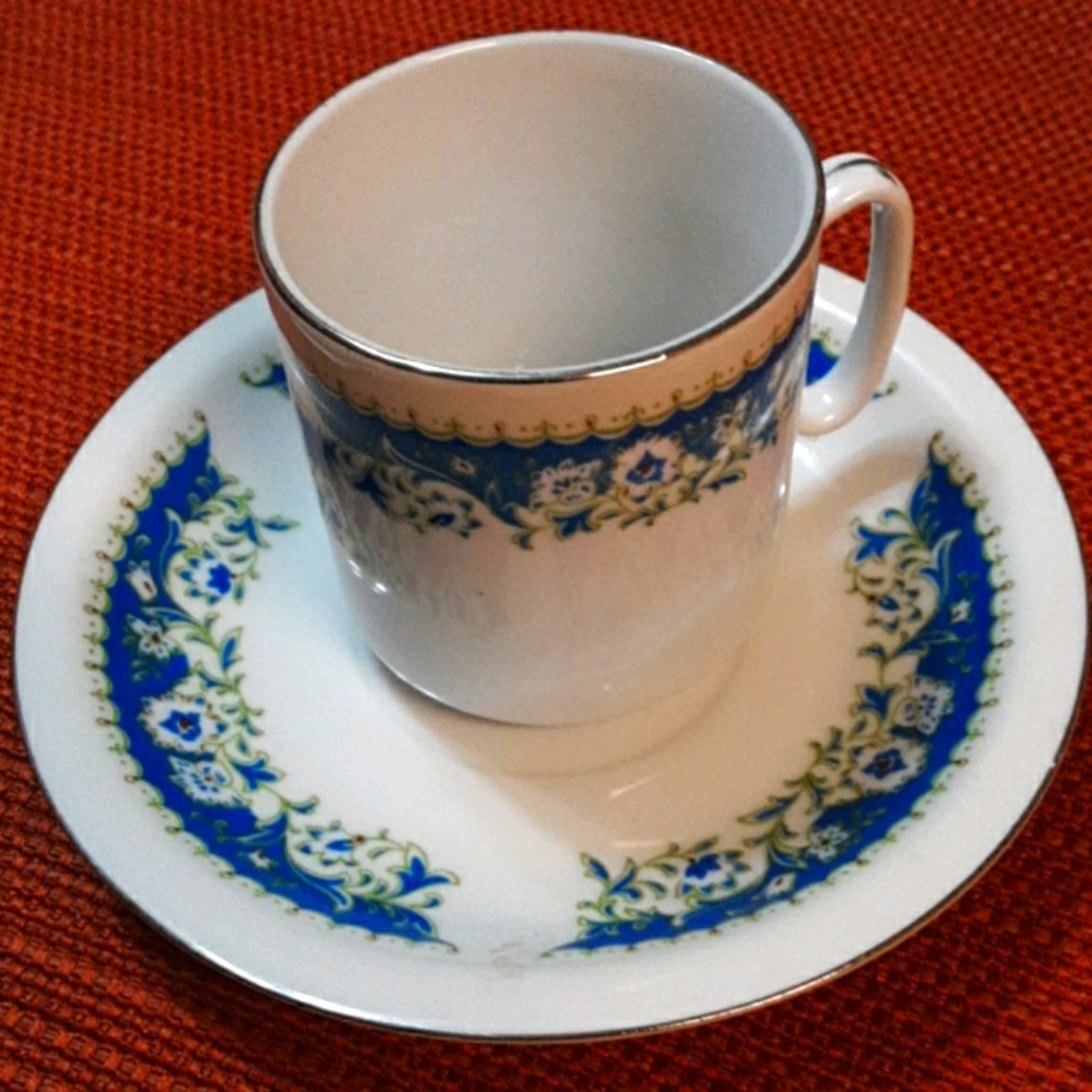 Blue and Gold Demitasse Tea Cup and Saucer - Picture 1 of 4